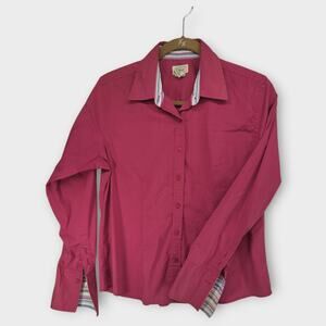 Womens L.L. Bean Maroon Long Sleeve Button Up Shirt Size Medium